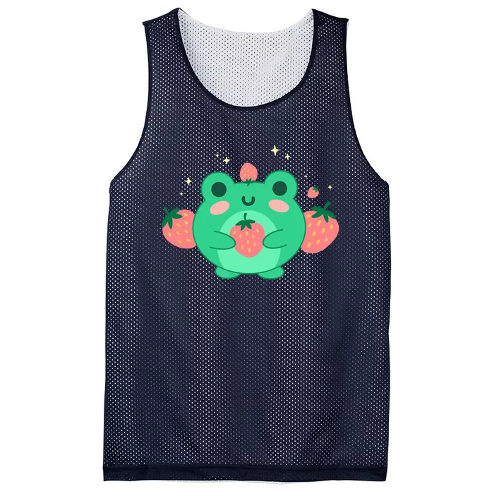 Kawaii Strawberry Frog Cute Retro Japanese Aesthetic Mesh Reversible Basketball Jersey Tank