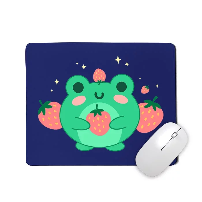 Kawaii Strawberry Frog Cute Retro Japanese Aesthetic Mousepad