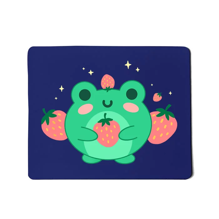 Kawaii Strawberry Frog Cute Retro Japanese Aesthetic Mousepad