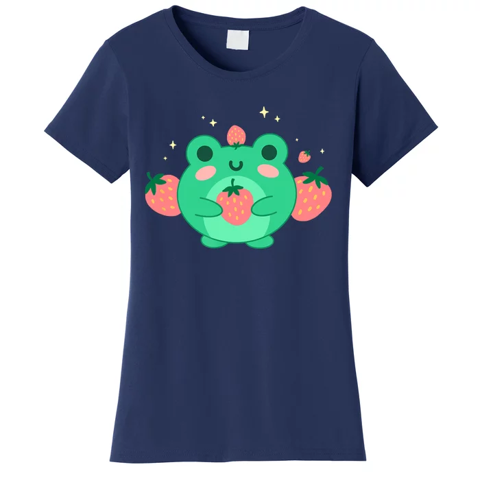 Kawaii Strawberry Frog Cute Retro Japanese Aesthetic Women's T-Shirt