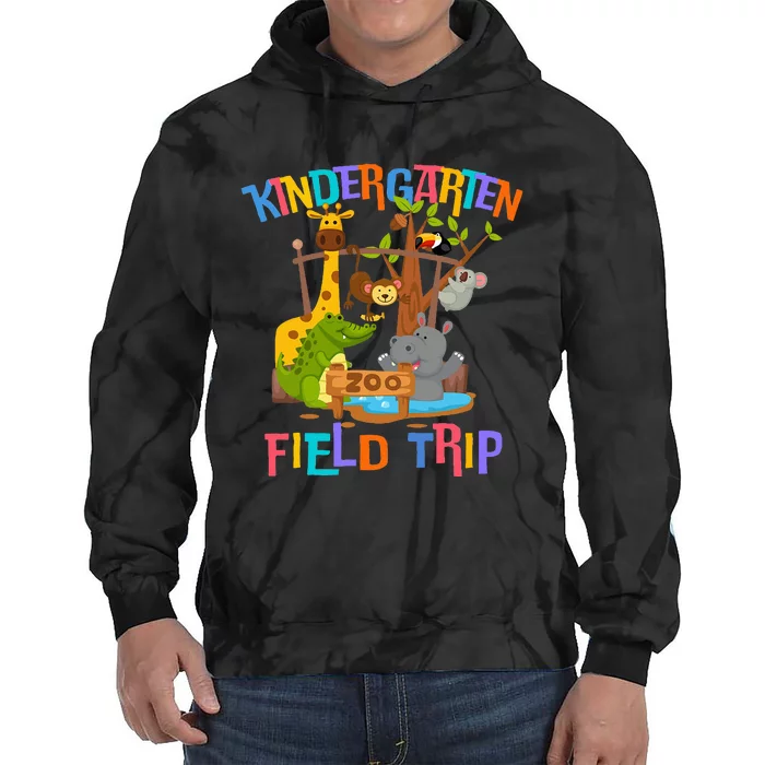 Kindergarten School Field Day Trip Squad 2024 Zoo Animal Tie Dye Hoodie