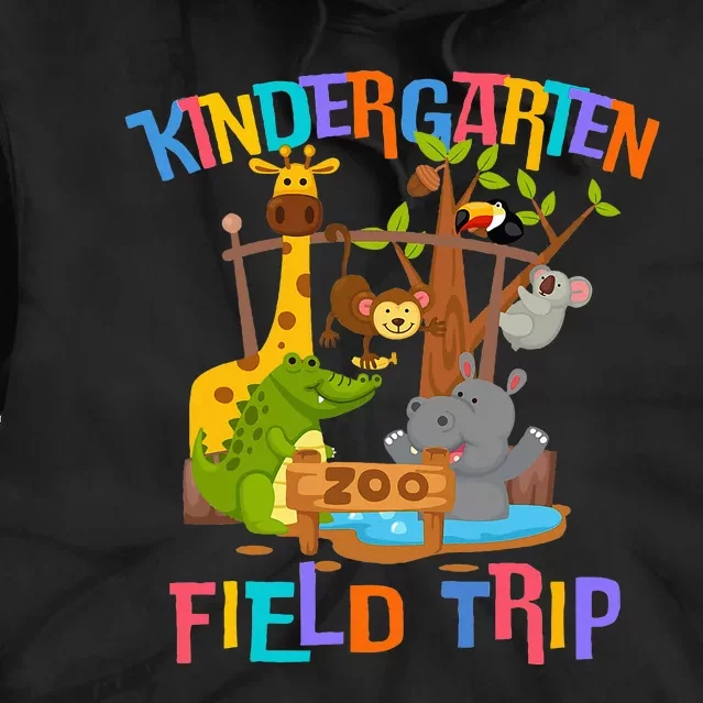 Kindergarten School Field Day Trip Squad 2024 Zoo Animal Tie Dye Hoodie