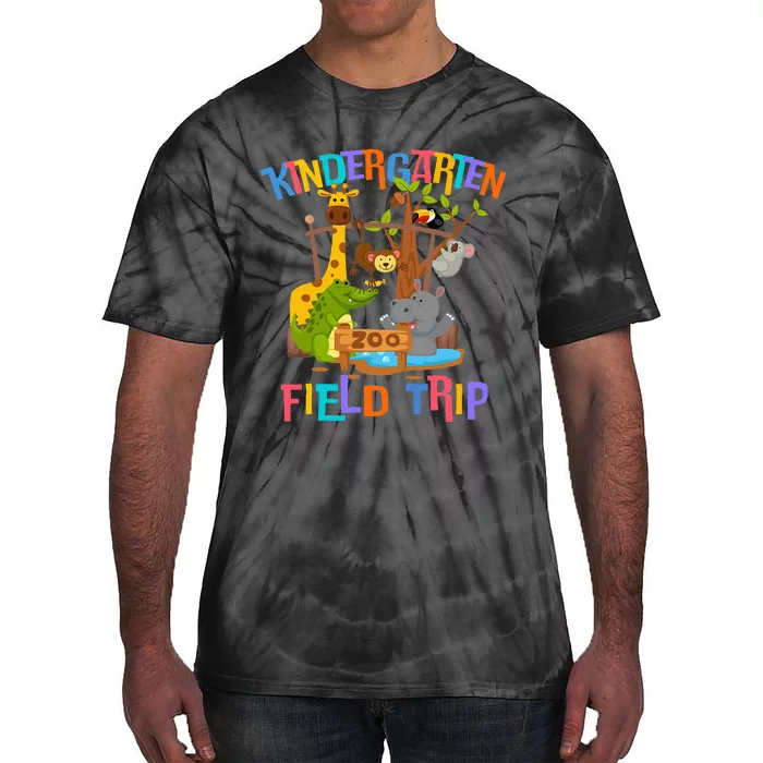 Kindergarten School Field Day Trip Squad 2024 Zoo Animal Tie-Dye T-Shirt