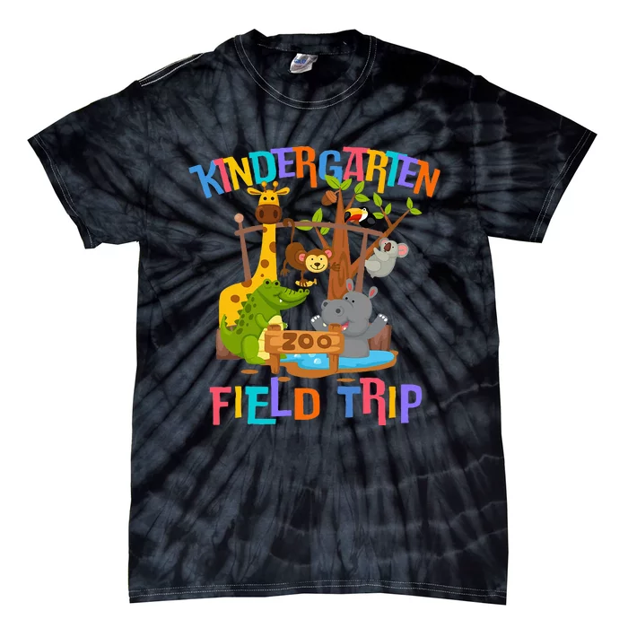 Kindergarten School Field Day Trip Squad 2024 Zoo Animal Tie-Dye T-Shirt