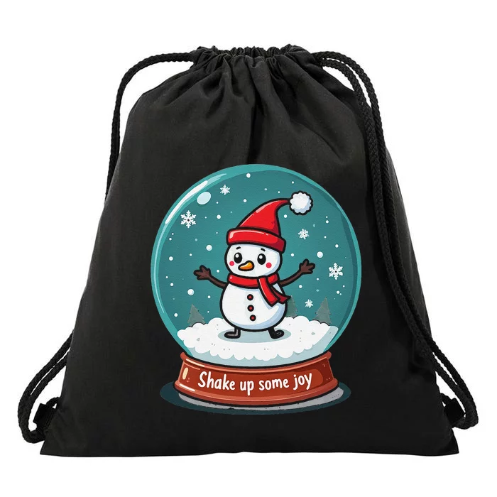 Kawaii Snow Globe Shake Up Some Joy Christmas Drawstring Bag