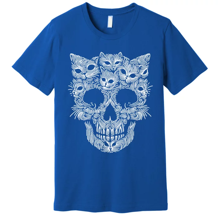 Kitten Skeleton Halloween Costume Skull Cats Gift Premium T-Shirt