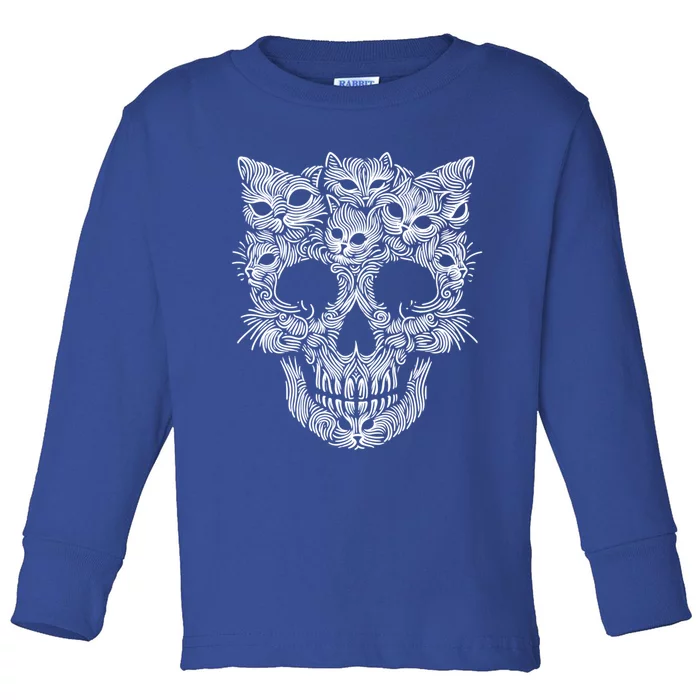 Kitten Skeleton Halloween Costume Skull Cats Gift Toddler Long Sleeve Shirt