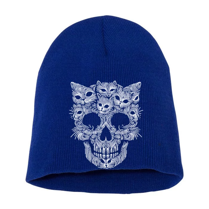 Kitten Skeleton Halloween Costume Skull Cats Gift Short Acrylic Beanie