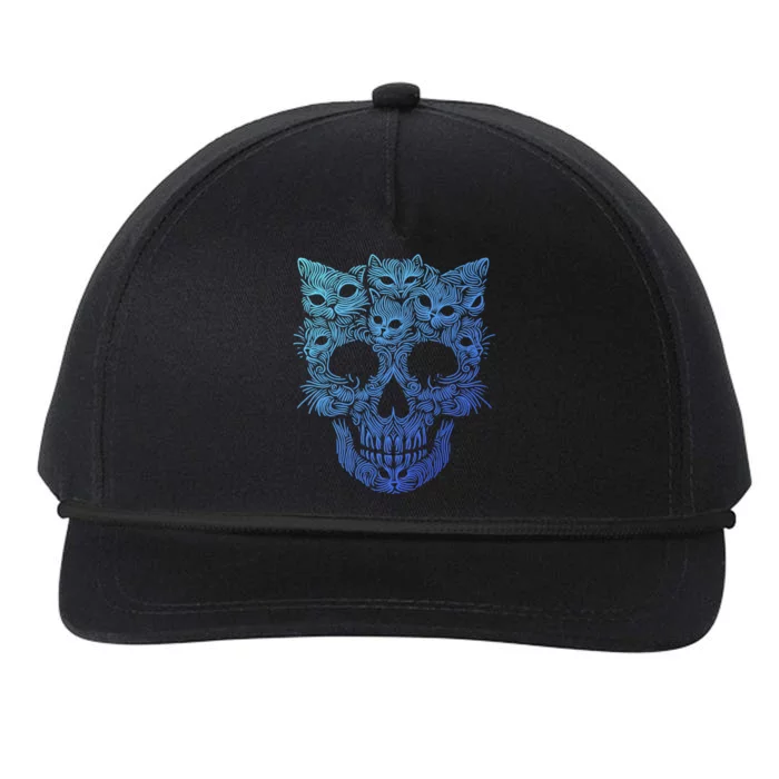 Kitten Skeleton Halloween Costume Skull Cats Gift Snapback Five-Panel Rope Hat