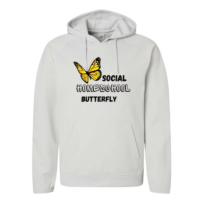 Kids Social Homeschool Butterfly Tee Performance Fleece Hoodie