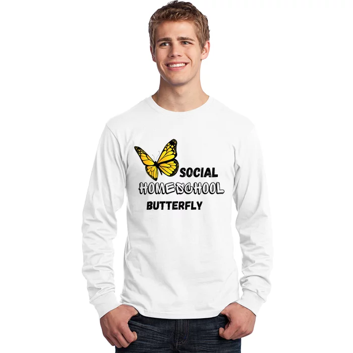 Kids Social Homeschool Butterfly Tee Long Sleeve Shirt