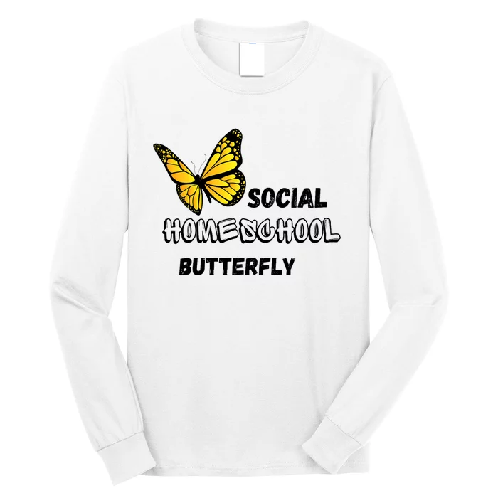 Kids Social Homeschool Butterfly Tee Long Sleeve Shirt