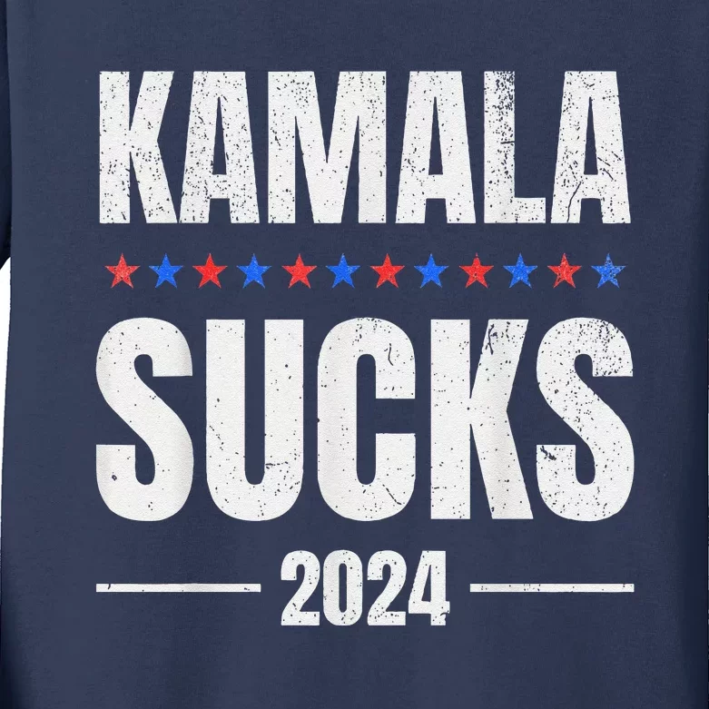 Kamala Sucks Harris President Election 2024 Trump Halloween Kids Long Sleeve Shirt