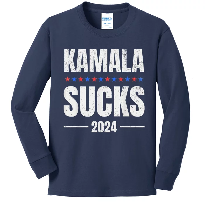 Kamala Sucks Harris President Election 2024 Trump Halloween Kids Long Sleeve Shirt