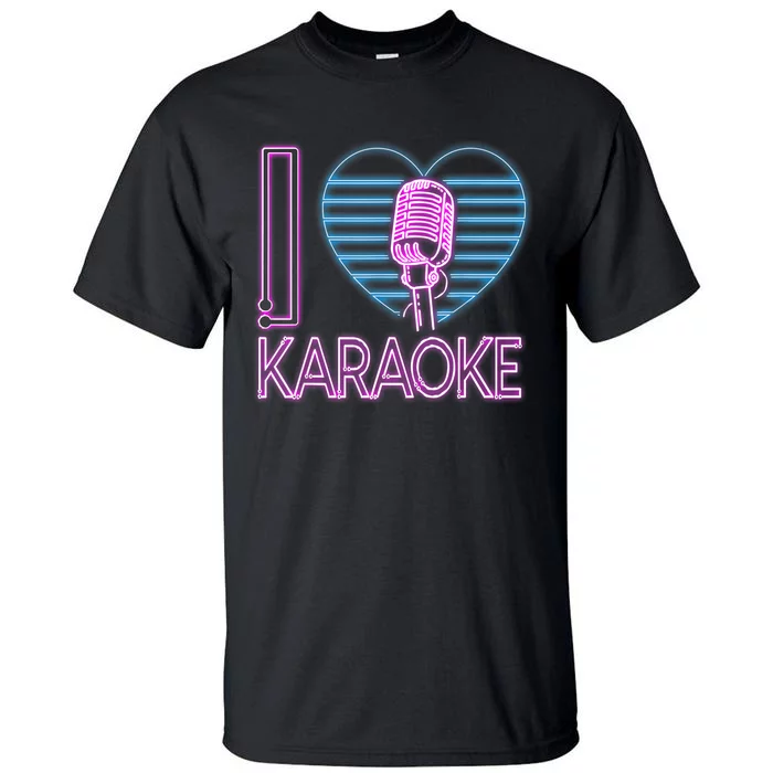 Karaoke Singer Heart 80s Retro I Love Karaoke Tall T-Shirt