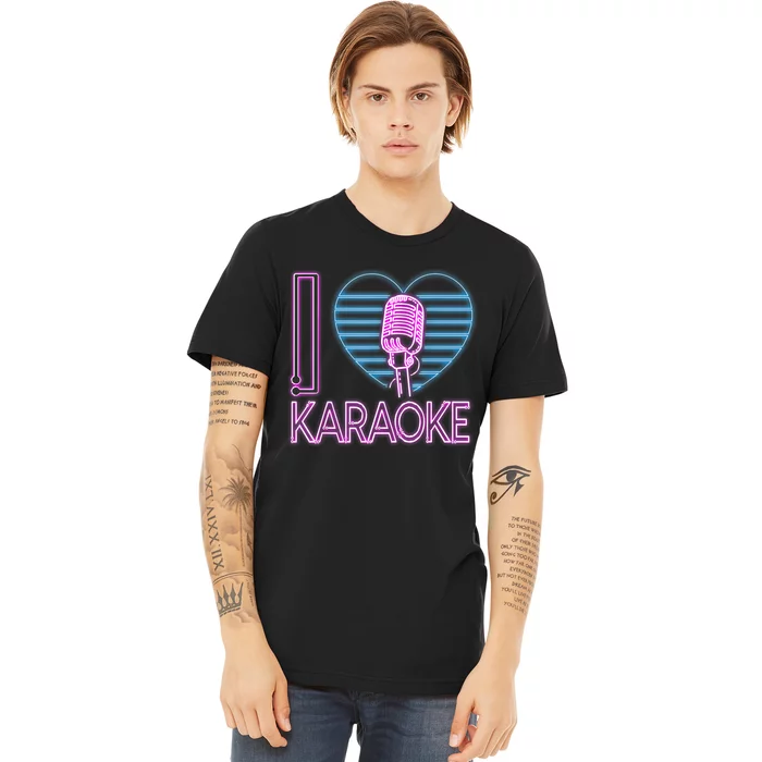 Karaoke Singer Heart 80s Retro I Love Karaoke Premium T-Shirt