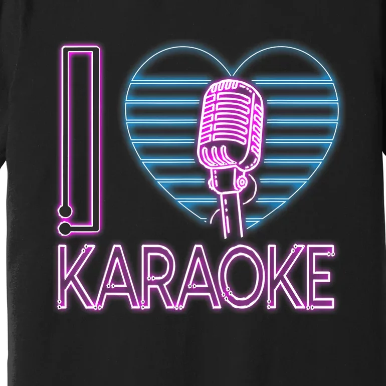 Karaoke Singer Heart 80s Retro I Love Karaoke Premium T-Shirt