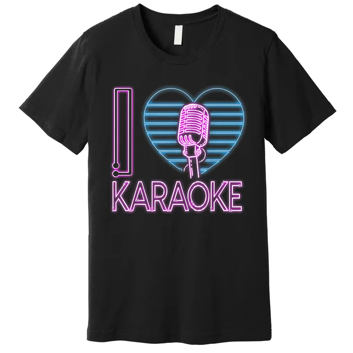 Karaoke Singer Heart 80s Retro I Love Karaoke Premium T-Shirt