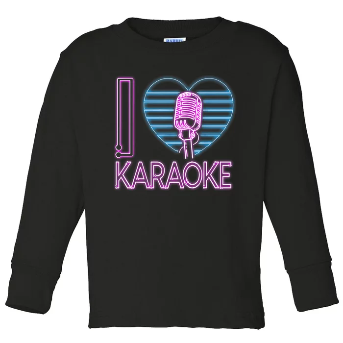 Karaoke Singer Heart 80s Retro I Love Karaoke Toddler Long Sleeve Shirt