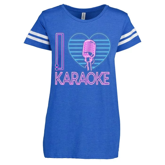 Karaoke Singer Heart 80s Retro I Love Karaoke Enza Ladies Jersey Football T-Shirt