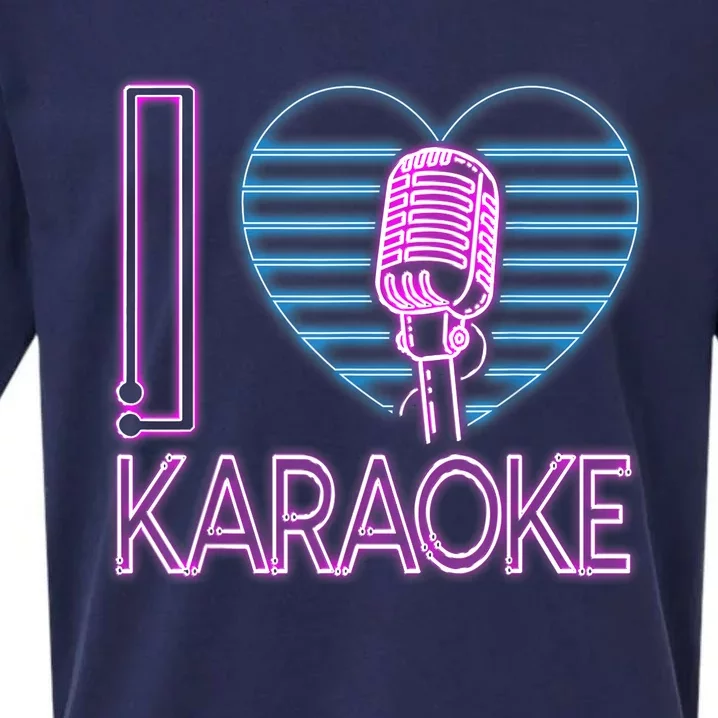 Karaoke Singer Heart 80s Retro I Love Karaoke Sueded Cloud Jersey T-Shirt