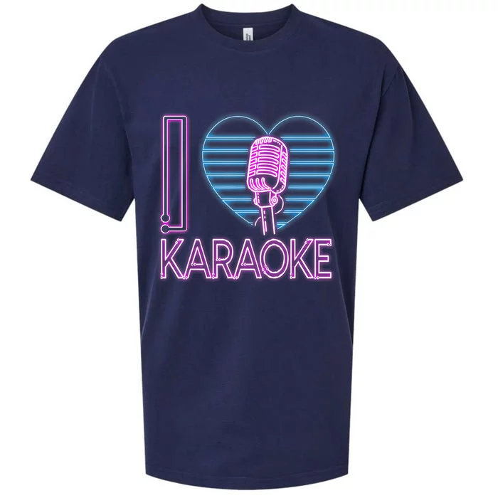 Karaoke Singer Heart 80s Retro I Love Karaoke Sueded Cloud Jersey T-Shirt