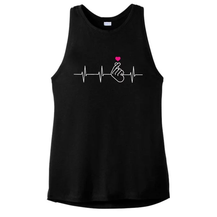 KPop Shirts Heartbeat Hand Heart Korean Pop Music Gift Ladies Tri-Blend Wicking Tank