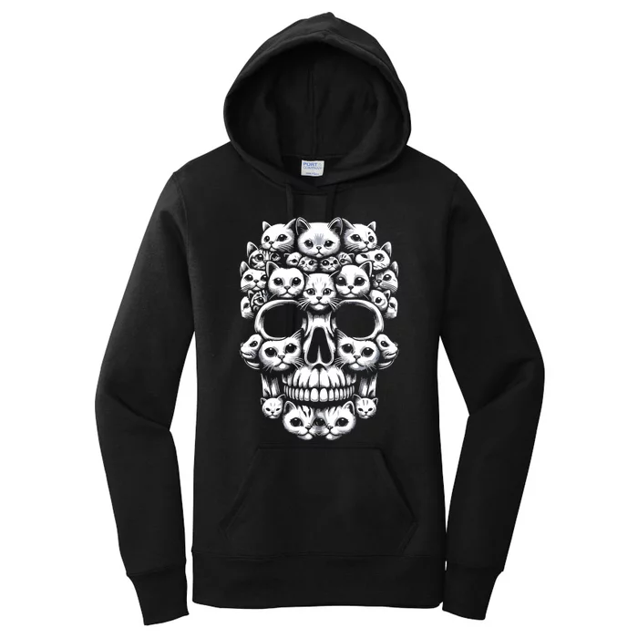 Kitty Skeleton Halloween Skull Cat Design For Cat Lovers Women's Pullover Hoodie