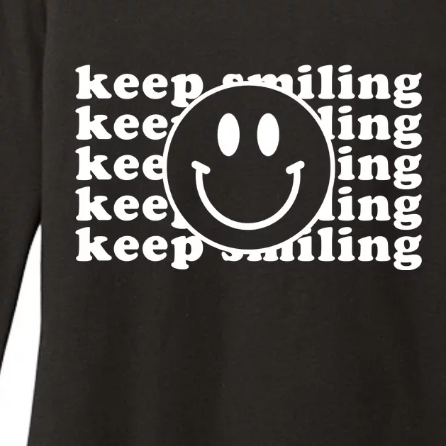 Keep Smiling Happy Face Womens CVC Long Sleeve Shirt