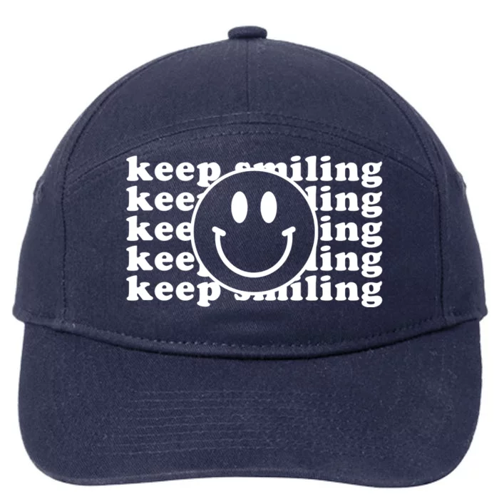 Keep Smiling Happy Face 7-Panel Snapback Hat