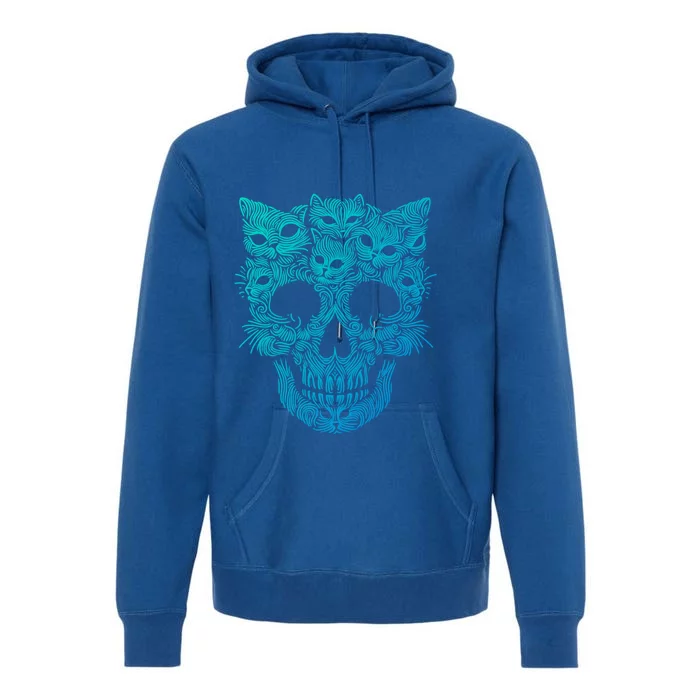 Kitten Skeleton Halloween Costume Skull Cats Gift Premium Hoodie