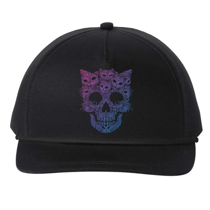 Kitten Skeleton Halloween Costume Skull Cats Gift Snapback Five-Panel Rope Hat