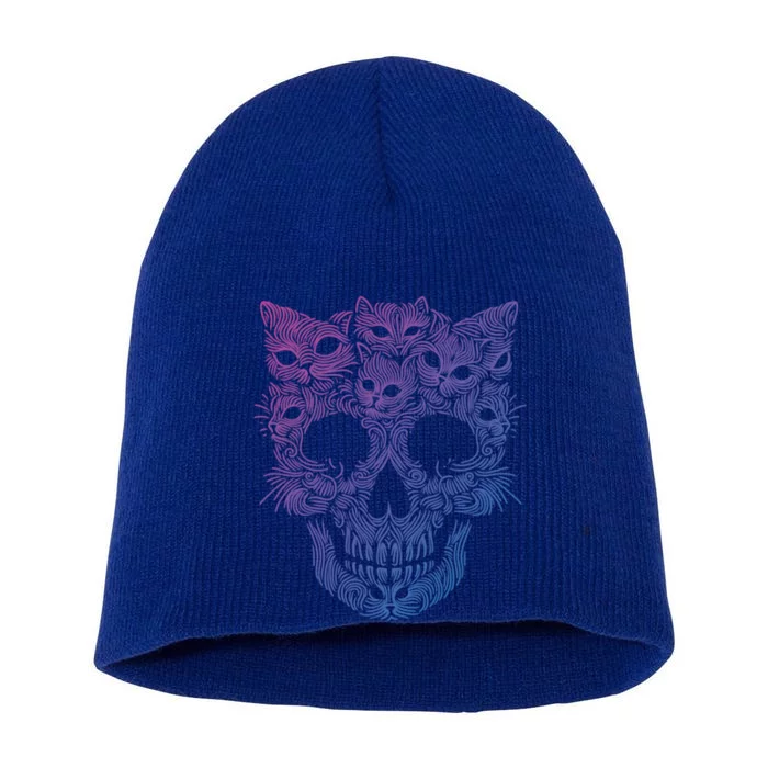 Kitten Skeleton Halloween Costume Skull Cats Gift Short Acrylic Beanie