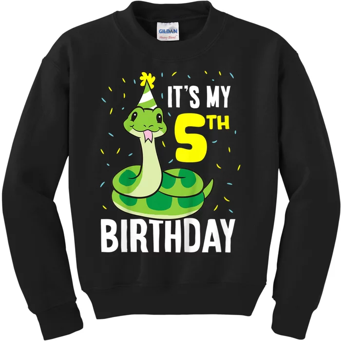 Kids Snakes Its My 5th Birthday 5 Year Old Birthday Kids Sweatshirt