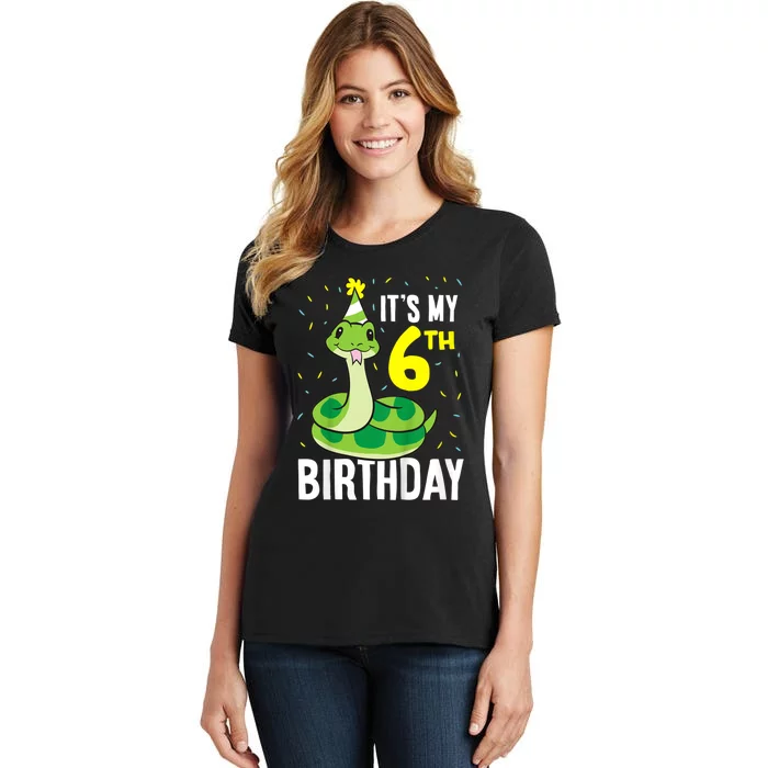 Kids Snakes Its My 6th Birthday 6 Year Old Birthday Women's T-Shirt