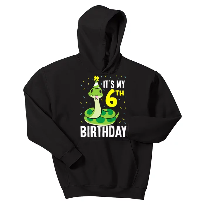 Kids Snakes Its My 6th Birthday 6 Year Old Birthday Kids Hoodie