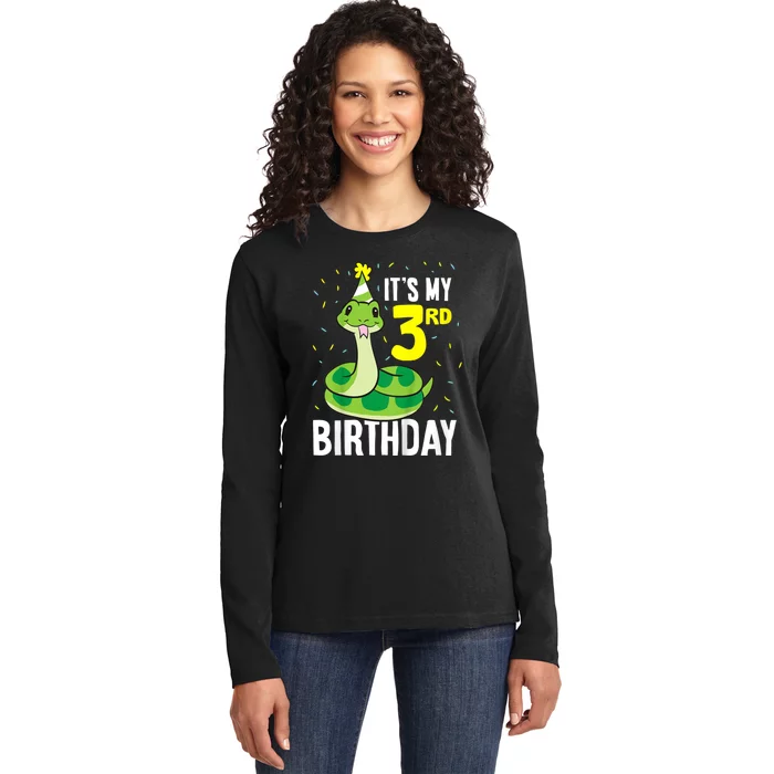 Kids Snakes Its My 3rd Birthday 3 Year Old Birthday Ladies Long Sleeve Shirt