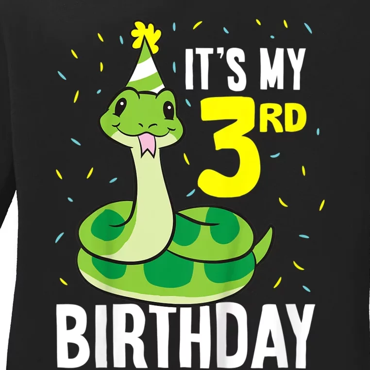 Kids Snakes Its My 3rd Birthday 3 Year Old Birthday Ladies Long Sleeve Shirt