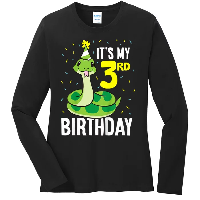 Kids Snakes Its My 3rd Birthday 3 Year Old Birthday Ladies Long Sleeve Shirt