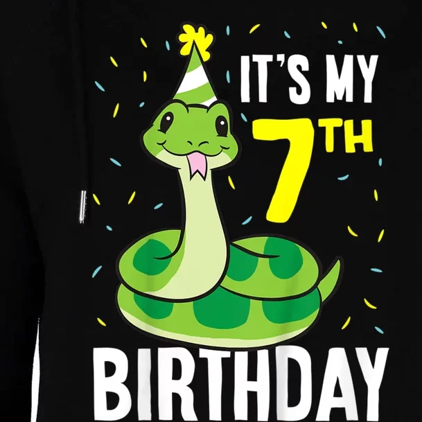 Kids Snakes Its My 7th Birthday 7 Year Old Birthday Womens Funnel Neck Pullover Hood