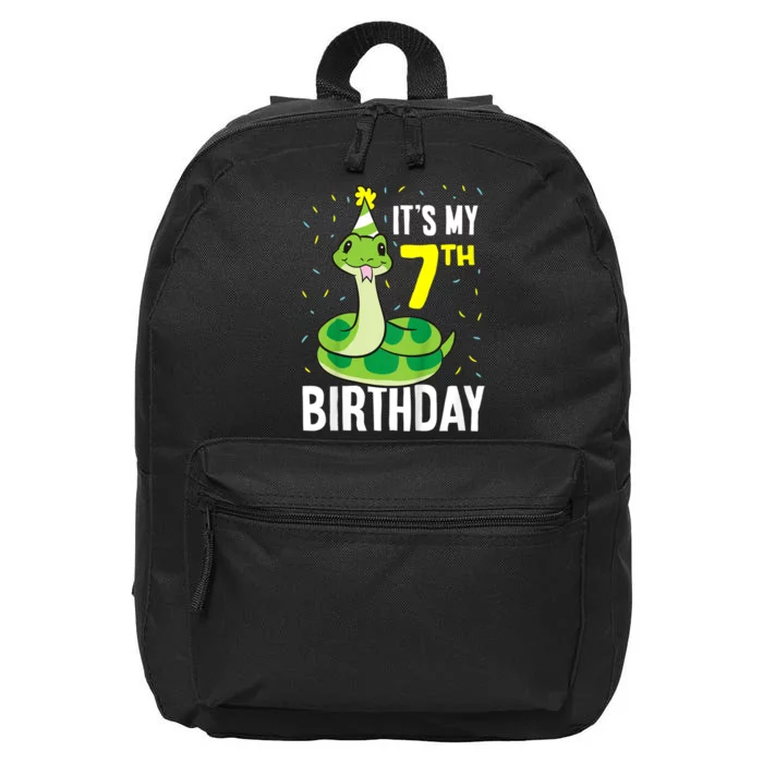 Kids Snakes Its My 7th Birthday 7 Year Old Birthday 16 in Basic Backpack