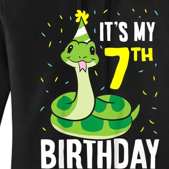 Kids Snakes Its My 7th Birthday 7 Year Old Birthday Women's Pullover Hoodie