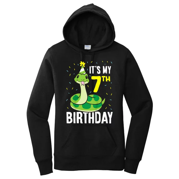 Kids Snakes Its My 7th Birthday 7 Year Old Birthday Women's Pullover Hoodie