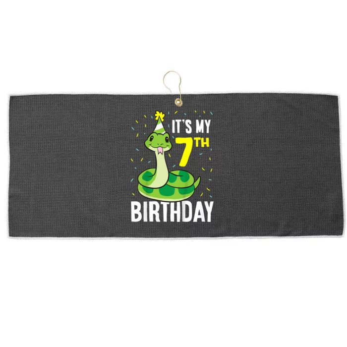 Kids Snakes Its My 7th Birthday 7 Year Old Birthday Large Microfiber Waffle Golf Towel