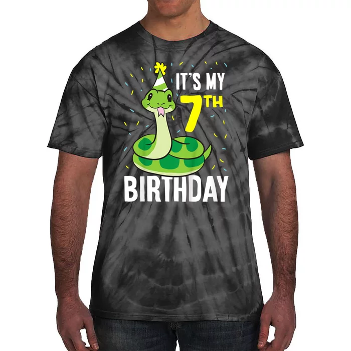 Kids Snakes Its My 7th Birthday 7 Year Old Birthday Tie-Dye T-Shirt