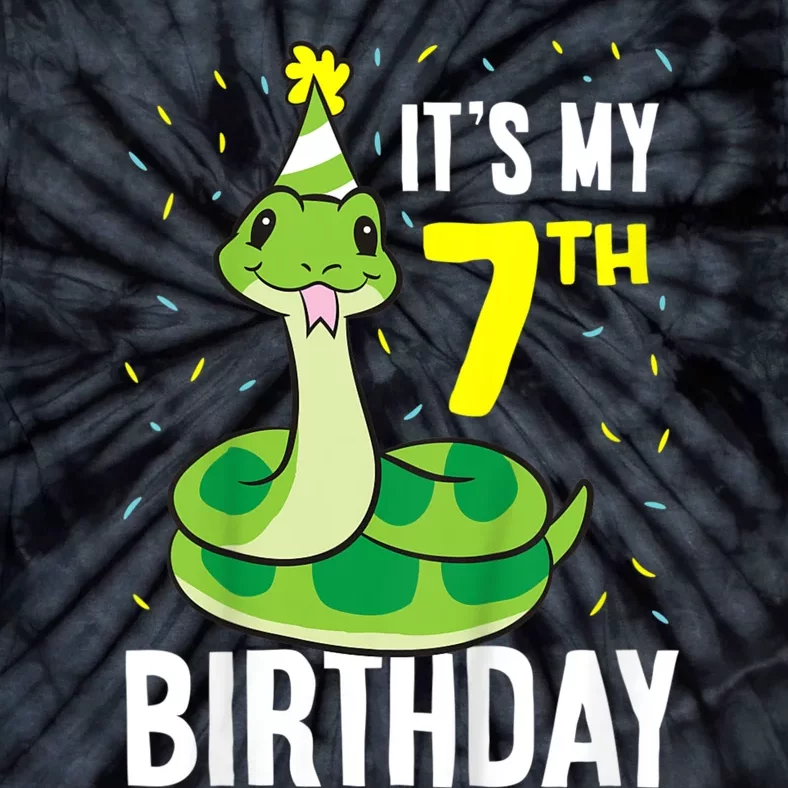 Kids Snakes Its My 7th Birthday 7 Year Old Birthday Tie-Dye T-Shirt