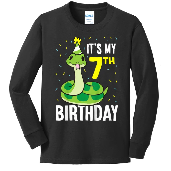 Kids Snakes Its My 7th Birthday 7 Year Old Birthday Kids Long Sleeve Shirt