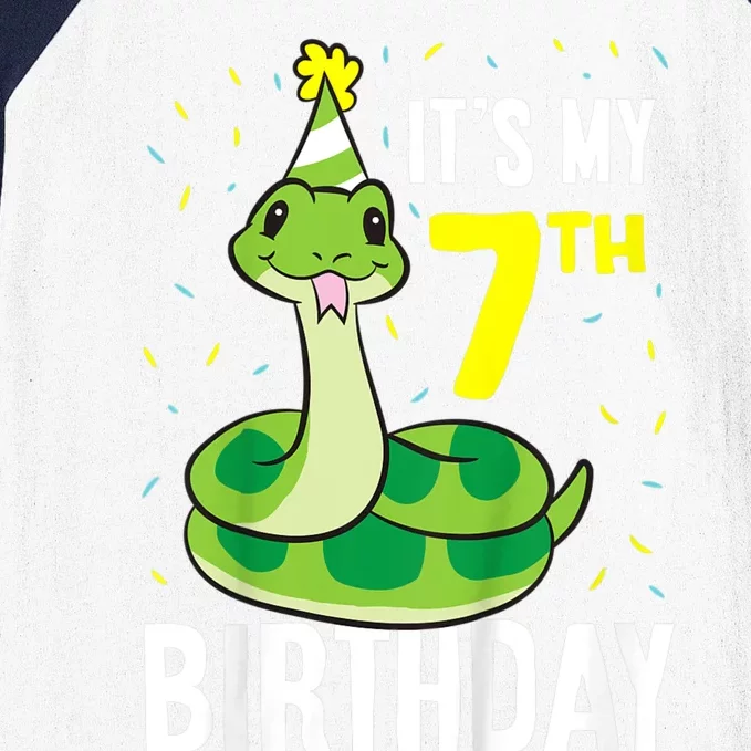 Kids Snakes Its My 7th Birthday 7 Year Old Birthday Baseball Sleeve Shirt