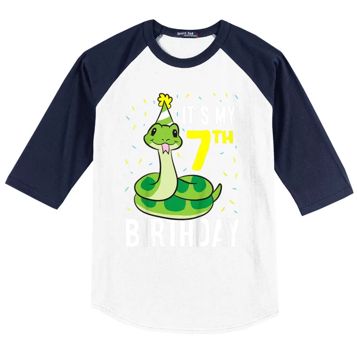 Kids Snakes Its My 7th Birthday 7 Year Old Birthday Baseball Sleeve Shirt