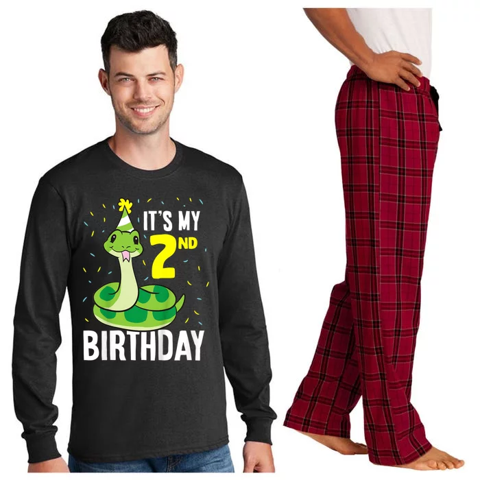 Kids Snakes Its My 2nd Birthday 2 Year Old Birthday Long Sleeve Pajama Set